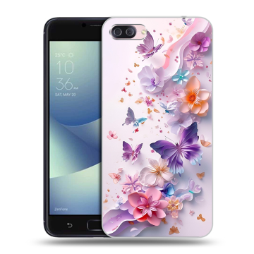 Пластиковый чехол на Asus ZenFone 4 Max с принтом цветы бабочки Пластиковый чехол на Asus ZenFone 4 Max с принтом цветы бабочки