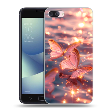 Пластиковый чехол на Asus ZenFone 4 Max с принтом бабочки розовые