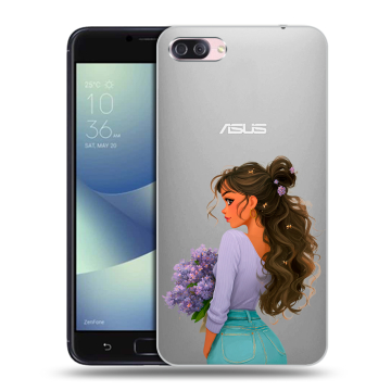 Пластиковый чехол на Asus ZenFone 4 Max с принтом девушка цветы