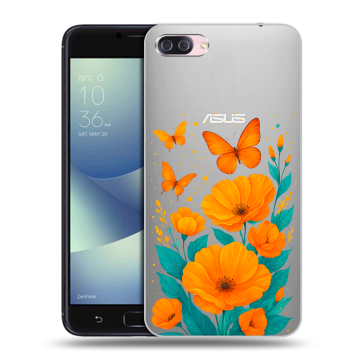 Пластиковый чехол на Asus ZenFone 4 Max с принтом цветы бабочки