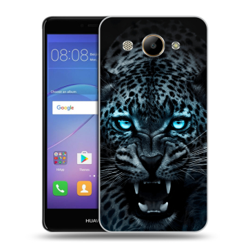 Силиконовый чехол на Huawei Y3 (2017) с принтом Темный леопард
