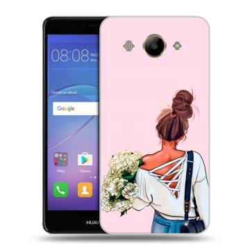 Силиконовый чехол на Huawei Y3 (2017) с принтом Девушка и букет