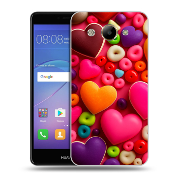 Силиконовый чехол на Huawei Y3 (2017) с принтом Сердечки
