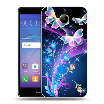 Силиконовый чехол на Huawei Y3 (2017) с принтом Бабочки Силиконовый чехол на Huawei Y3 (2017) с принтом Бабочки