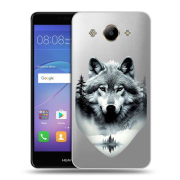 Силиконовый чехол на Huawei Y3 (2017) с принтом Волк в лесу Силиконовый чехол на Huawei Y3 (2017) с принтом Волк в лесу
