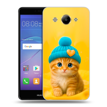 Силиконовый чехол на Huawei Y3 (2017) с принтом Котенок в шапке Силиконовый чехол на Huawei Y3 (2017) с принтом Котенок в шапке