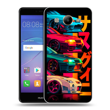 Силиконовый чехол на Huawei Y3 (2017) с принтом Гоночные машины Силиконовый чехол на Huawei Y3 (2017) с принтом Гоночные машины