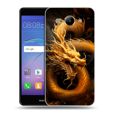 Силиконовый чехол на Huawei Y3 (2017) с принтом Золотой дракон