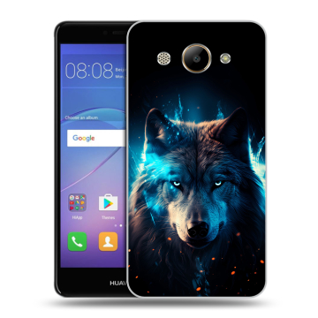 Силиконовый чехол на Huawei Y3 (2017) с принтом Волк ночной Силиконовый чехол на Huawei Y3 (2017) с принтом Волк ночной