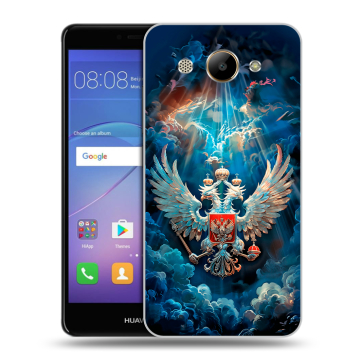 Силиконовый чехол на Huawei Y3 (2017) с принтом Герб флаг России