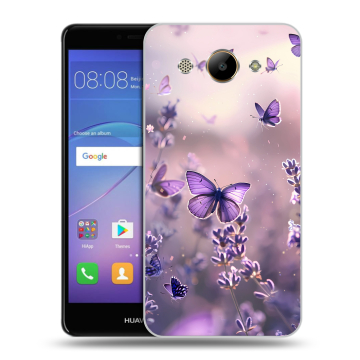 Силиконовый чехол на Huawei Y3 (2017) с принтом бабочки и лаванда