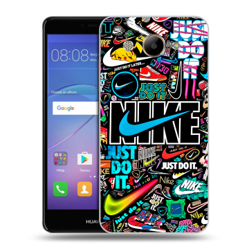 Силиконовый чехол на Huawei Y3 (2017) с принтом найк nike черный