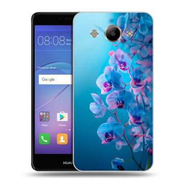Силиконовый чехол на Huawei Y3 (2017) с принтом голубые орхидеи Силиконовый чехол на Huawei Y3 (2017) с принтом голубые орхидеи
