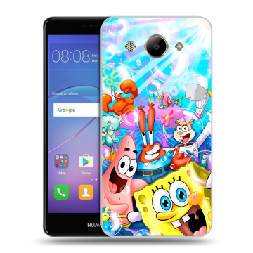 Силиконовый чехол на Huawei Y3 (2017) с принтом спанчбоб спанч боб