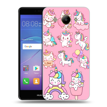 Силиконовый чехол на Huawei Y3 (2017) с принтом Единороги и радуга Силиконовый чехол на Huawei Y3 (2017) с принтом Единороги и радуга