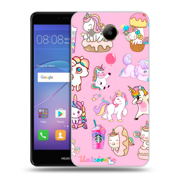 Силиконовый чехол на Huawei Y3 (2017) с принтом розовые единороги Силиконовый чехол на Huawei Y3 (2017) с принтом розовые единороги