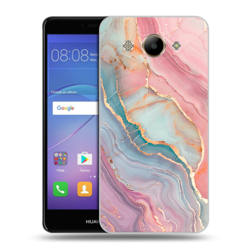 Силиконовый чехол на Huawei Y3 (2017) с принтом розовый мрамор