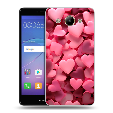 Силиконовый чехол на Huawei Y3 (2017) с принтом розовые сердечки