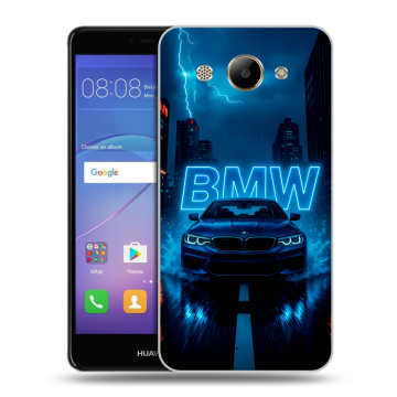 Силиконовый чехол на Huawei Y3 (2017) с принтом BMW БМВ