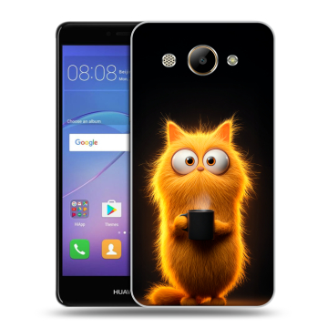 Силиконовый чехол на Huawei Y3 (2017) с принтом Смешной кот
