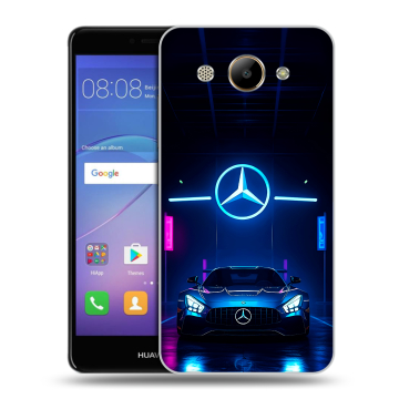 Силиконовый чехол на Huawei Y3 (2017) с принтом Mercedes Мерседес