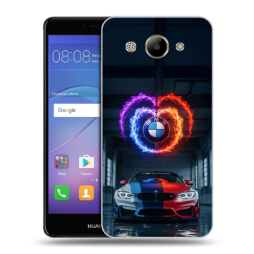 Силиконовый чехол на Huawei Y3 (2017) с принтом BMW БМВ