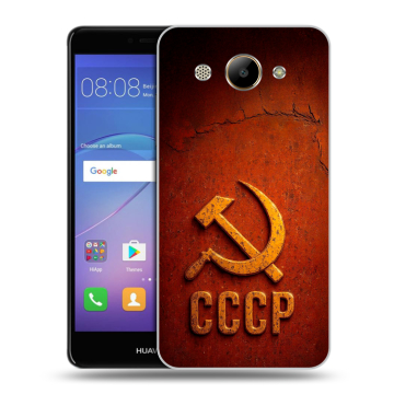 Силиконовый чехол на Huawei Y3 (2017) с принтом Флаг Герб СССР