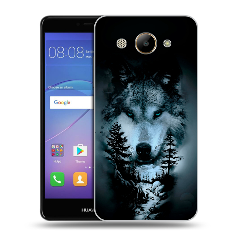 Силиконовый чехол на Huawei Y3 (2017) с принтом Лесной волк Силиконовый чехол на Huawei Y3 (2017) с принтом Лесной волк
