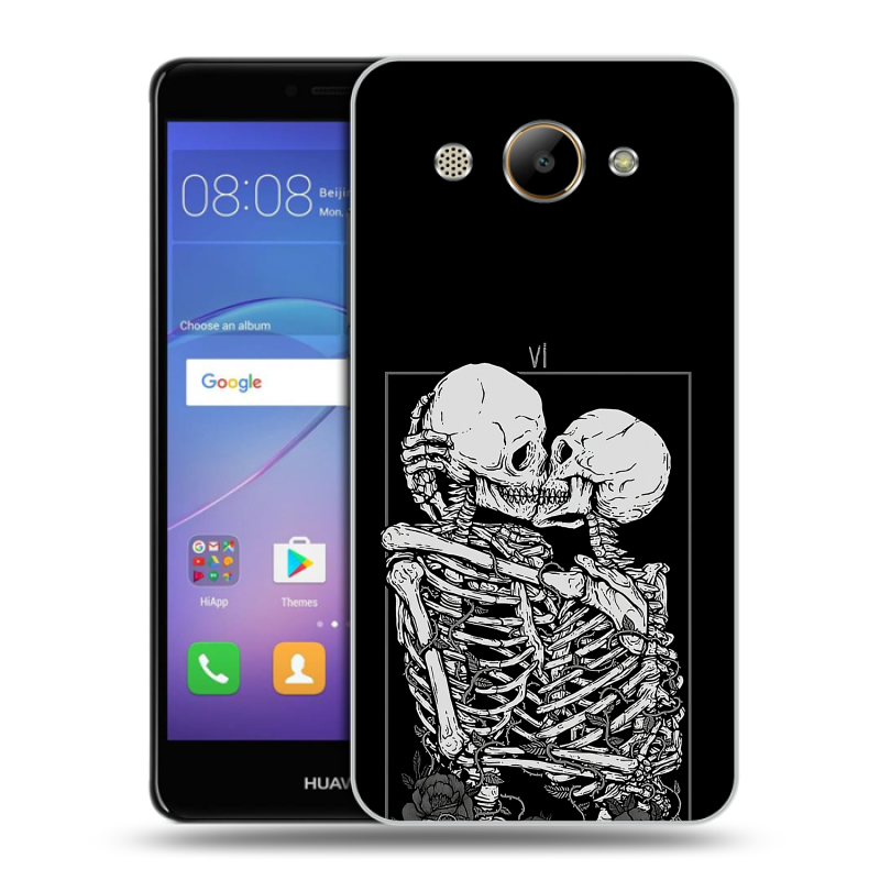 Пластиковый чехол на Huawei Y3 (2017) с принтом Поцелуй скелетов Пластиковый чехол на Huawei Y3 (2017) с принтом Поцелуй скелетов