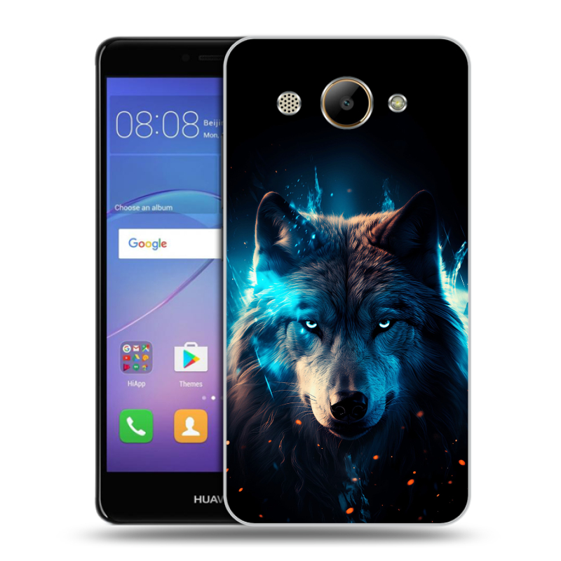 Пластиковый чехол на Huawei Y3 (2017) с принтом Волк ночной Пластиковый чехол на Huawei Y3 (2017) с принтом Волк ночной