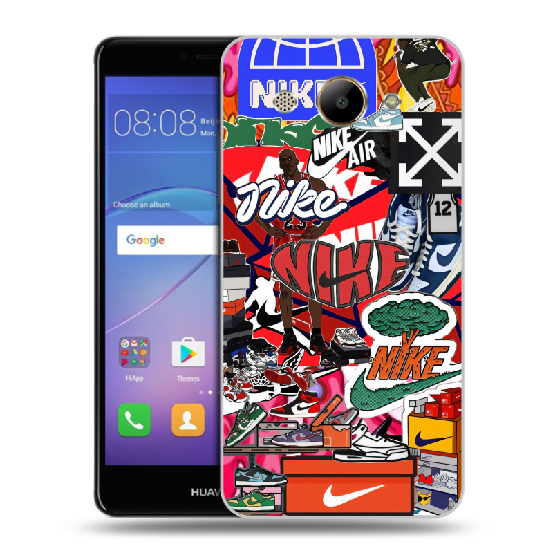 Силиконовый чехол на Huawei Y3 (2017) с принтом Найк Nike яркий Силиконовый чехол на Huawei Y3 (2017) с принтом Найк Nike яркий