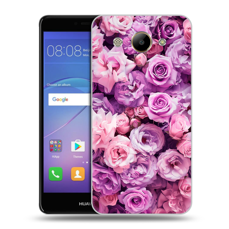 Пластиковый чехол на Huawei Y3 (2017) с принтом лавандовые розы Пластиковый чехол на Huawei Y3 (2017) с принтом лавандовые розы