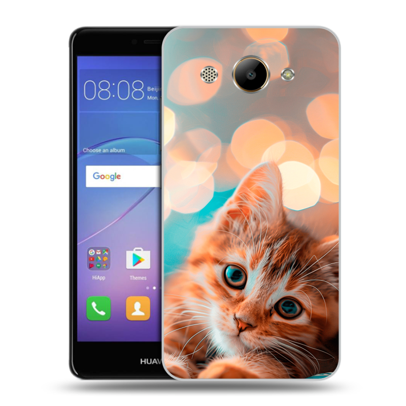 Силиконовый чехол на Huawei Y3 (2017) с принтом котик Силиконовый чехол на Huawei Y3 (2017) с принтом котик