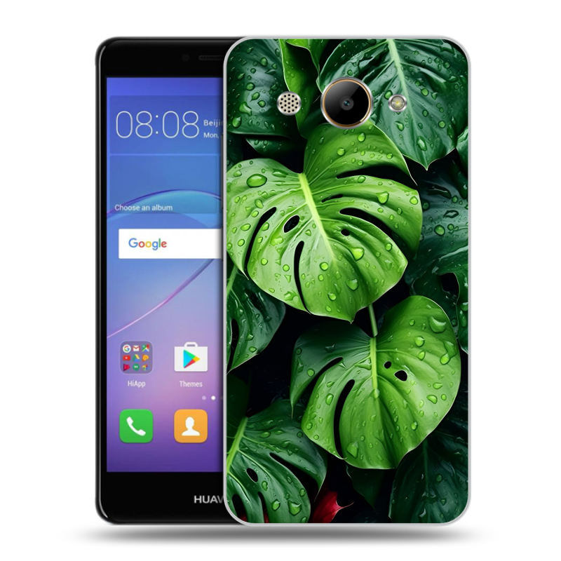 Пластиковый чехол на Huawei Y3 (2017) с принтом Листья Пластиковый чехол на Huawei Y3 (2017) с принтом Листья