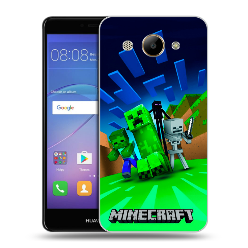 Пластиковый чехол на Huawei Y3 (2017) с принтом Майнкрафт Пластиковый чехол на Huawei Y3 (2017) с принтом Майнкрафт