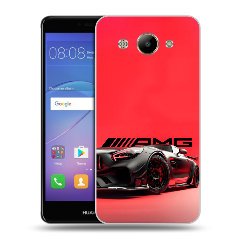 Силиконовый чехол на Huawei Y3 (2017) с принтом Мерседес Mercedes AMG Силиконовый чехол на Huawei Y3 (2017) с принтом Мерседес Mercedes AMG