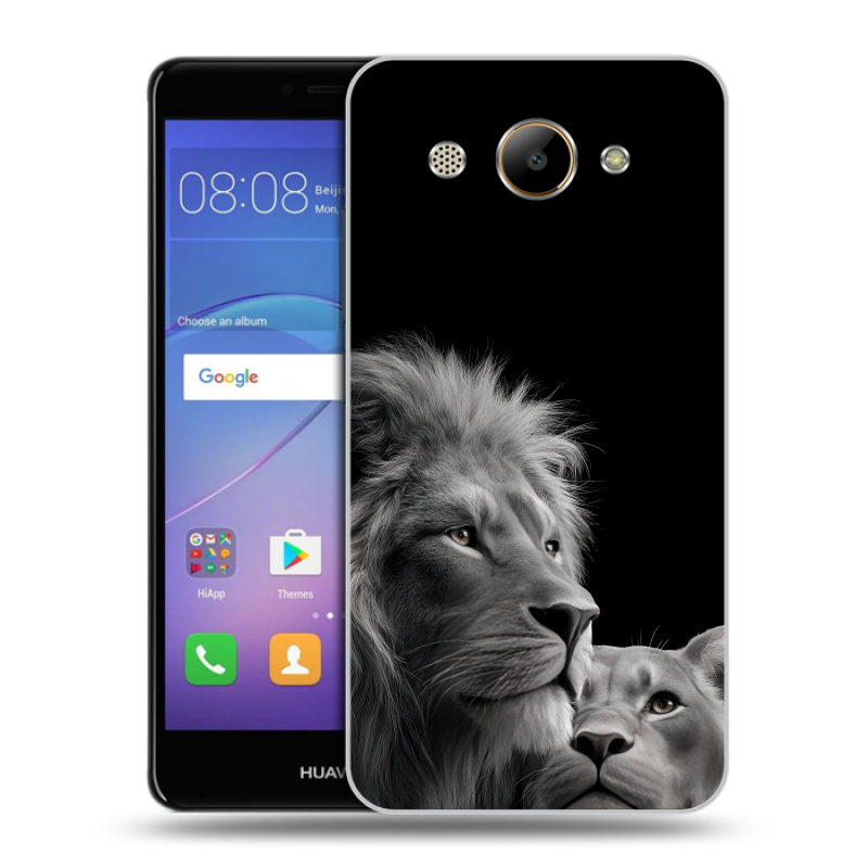 Силиконовый чехол на Huawei Y3 (2017) с принтом Лев кошки Силиконовый чехол на Huawei Y3 (2017) с принтом Лев кошки