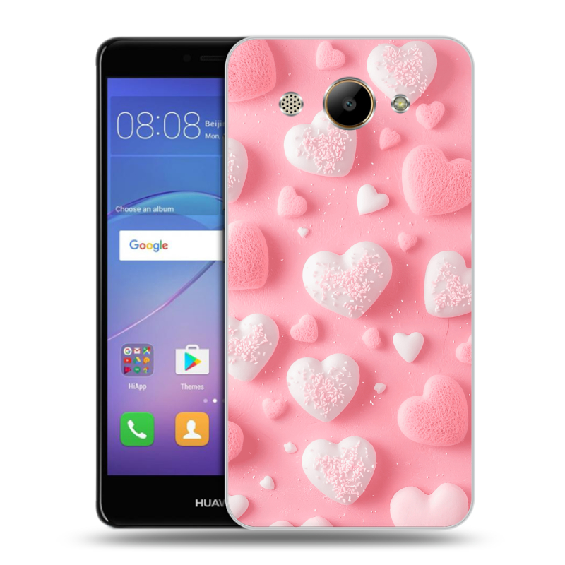 Пластиковый чехол на Huawei Y3 (2017) с принтом Сердечки Пластиковый чехол на Huawei Y3 (2017) с принтом Сердечки