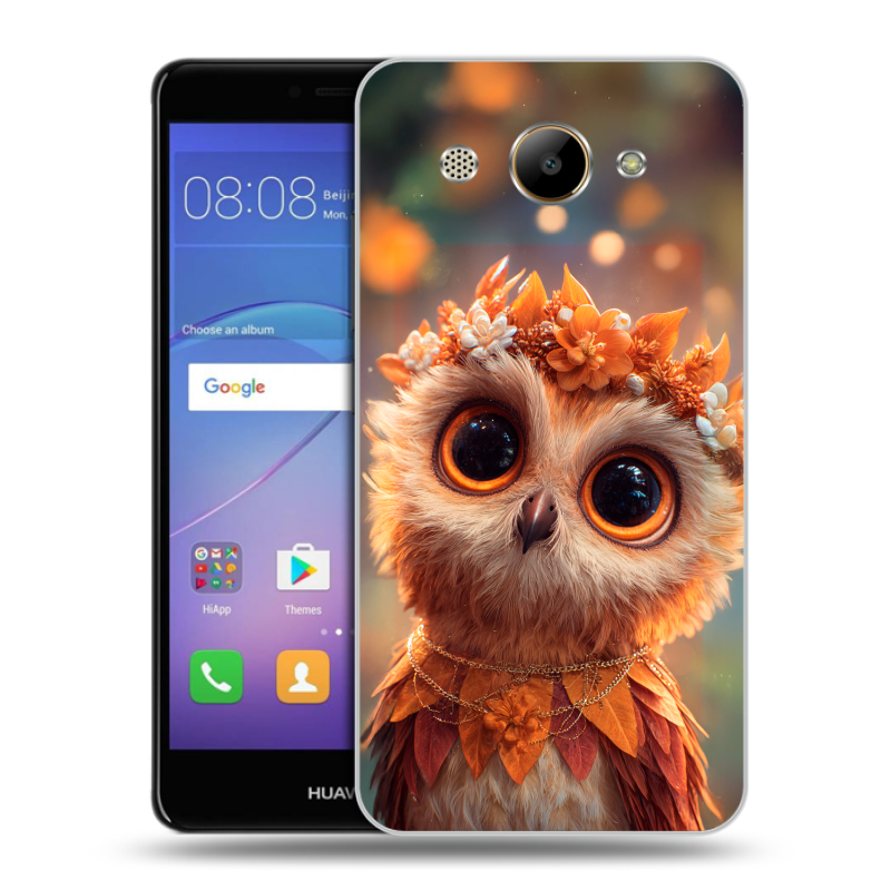 Силиконовый чехол на Huawei Y3 (2017) с принтом Милая сова Силиконовый чехол на Huawei Y3 (2017) с принтом Милая сова