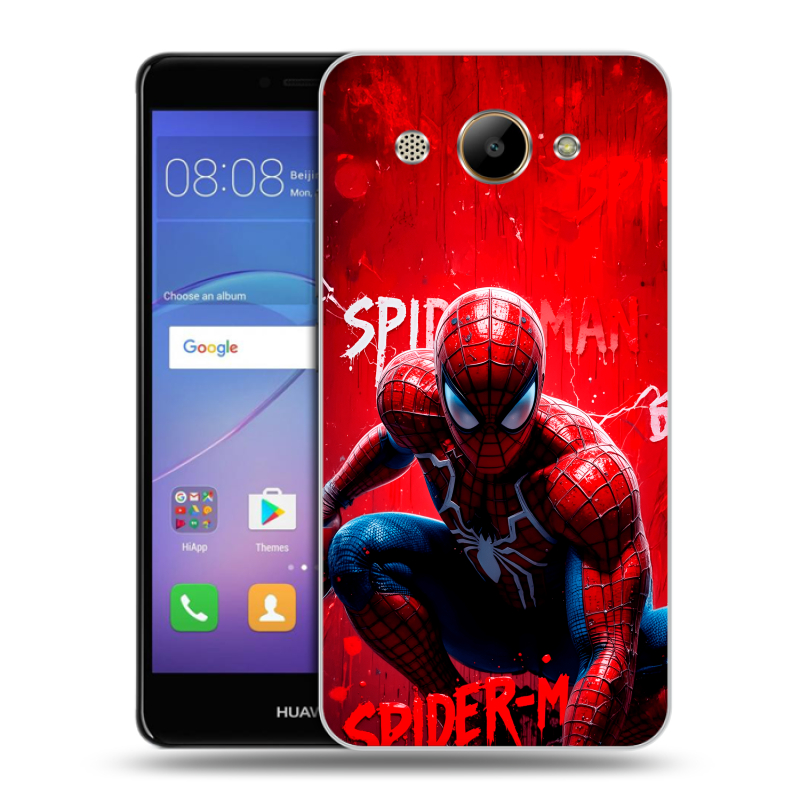 Силиконовый чехол на Huawei Y3 (2017) с принтом Spiderman Человек паук Силиконовый чехол на Huawei Y3 (2017) с принтом Spiderman Человек паук
