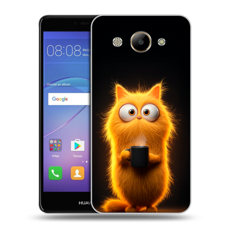 Пластиковый чехол на Huawei Y3 (2017) с принтом Смешной кот Пластиковый чехол на Huawei Y3 (2017) с принтом Смешной кот