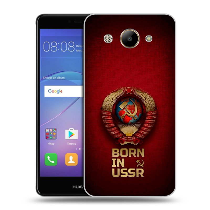 Силиконовый чехол на Huawei Y3 (2017) с принтом Флаг Герб СССР Силиконовый чехол на Huawei Y3 (2017) с принтом Флаг Герб СССР