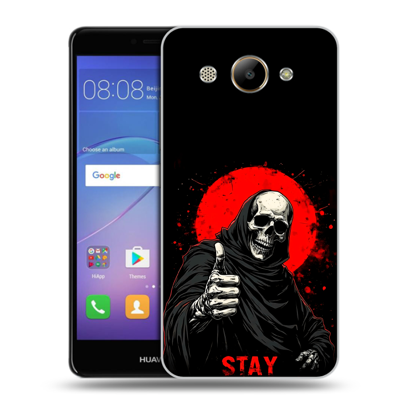 Силиконовый чехол на Huawei Y3 (2017) с принтом смешной скелет Силиконовый чехол на Huawei Y3 (2017) с принтом смешной скелет