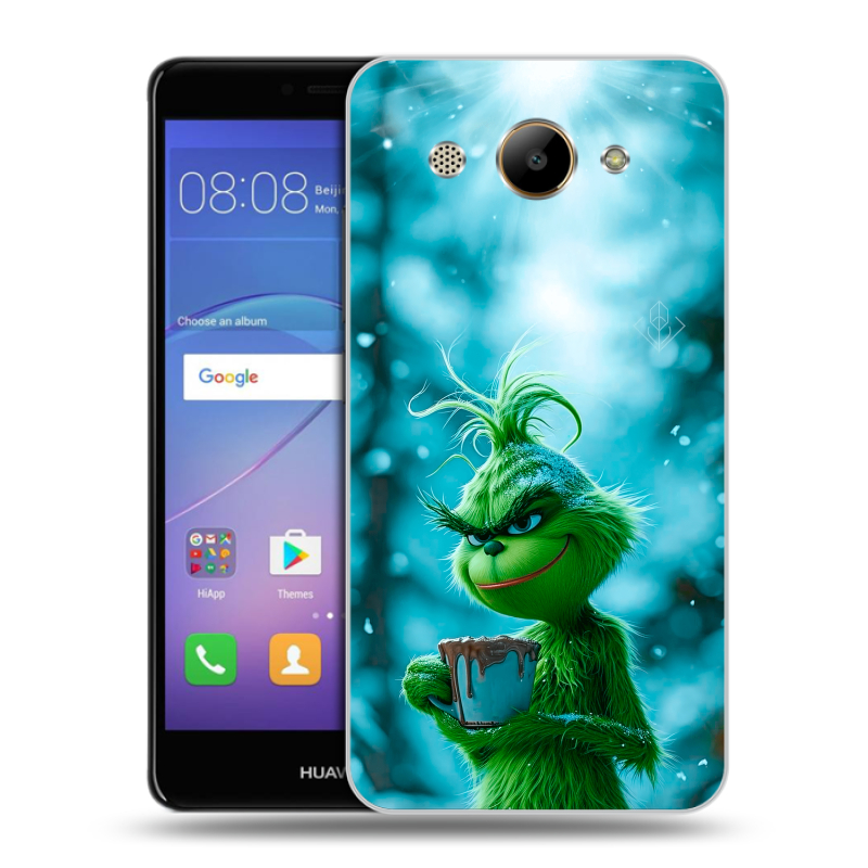 Силиконовый чехол на Huawei Y3 (2017) с принтом Новый год гринч Силиконовый чехол на Huawei Y3 (2017) с принтом Новый год гринч
