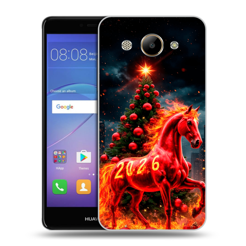 Силиконовый чехол на Huawei Y3 (2017) с принтом Новый год Силиконовый чехол на Huawei Y3 (2017) с принтом Новый год