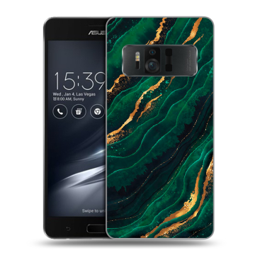 Силиконовый чехол на ASUS ZenFone AR с принтом Мрамор зеленое золото Силиконовый чехол на ASUS ZenFone AR с принтом Мрамор зеленое золото