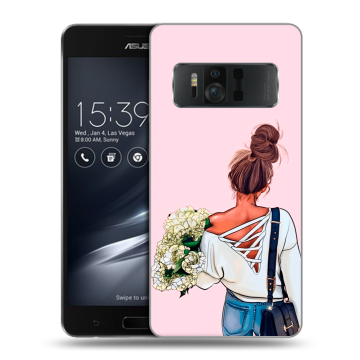 Силиконовый чехол на ASUS ZenFone AR с принтом Девушка и букет Силиконовый чехол на ASUS ZenFone AR с принтом Девушка и букет