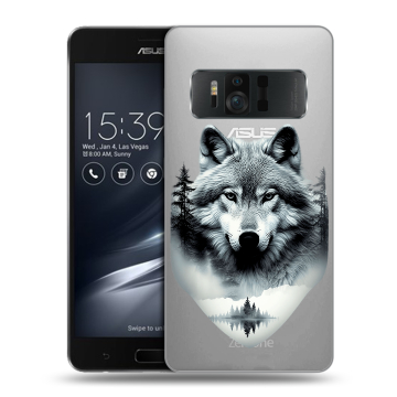 Силиконовый чехол на ASUS ZenFone AR с принтом Волк в лесу