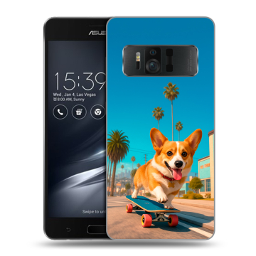 Силиконовый чехол на ASUS ZenFone AR с принтом Корги на скейте Силиконовый чехол на ASUS ZenFone AR с принтом Корги на скейте