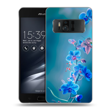 Силиконовый чехол на ASUS ZenFone AR с принтом Голубые цветы Силиконовый чехол на ASUS ZenFone AR с принтом Голубые цветы